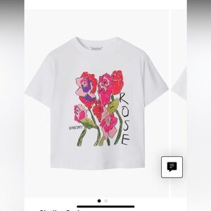 Burberry Kids White Tee with Pink and Red Floral Print